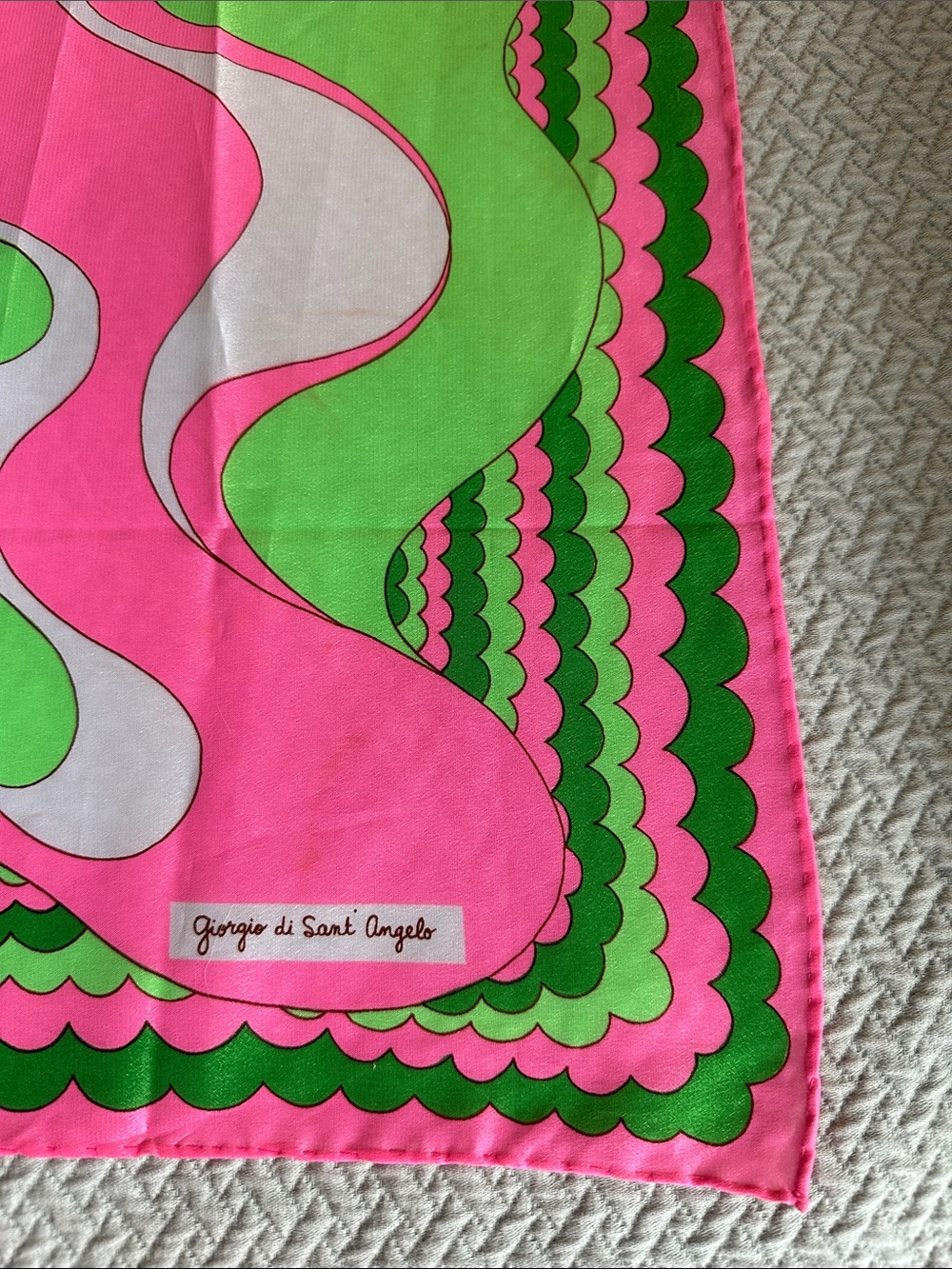 Green and Pink Women's Fashion Scarf - Vibrant Swirl Print - Picture 6 of 16